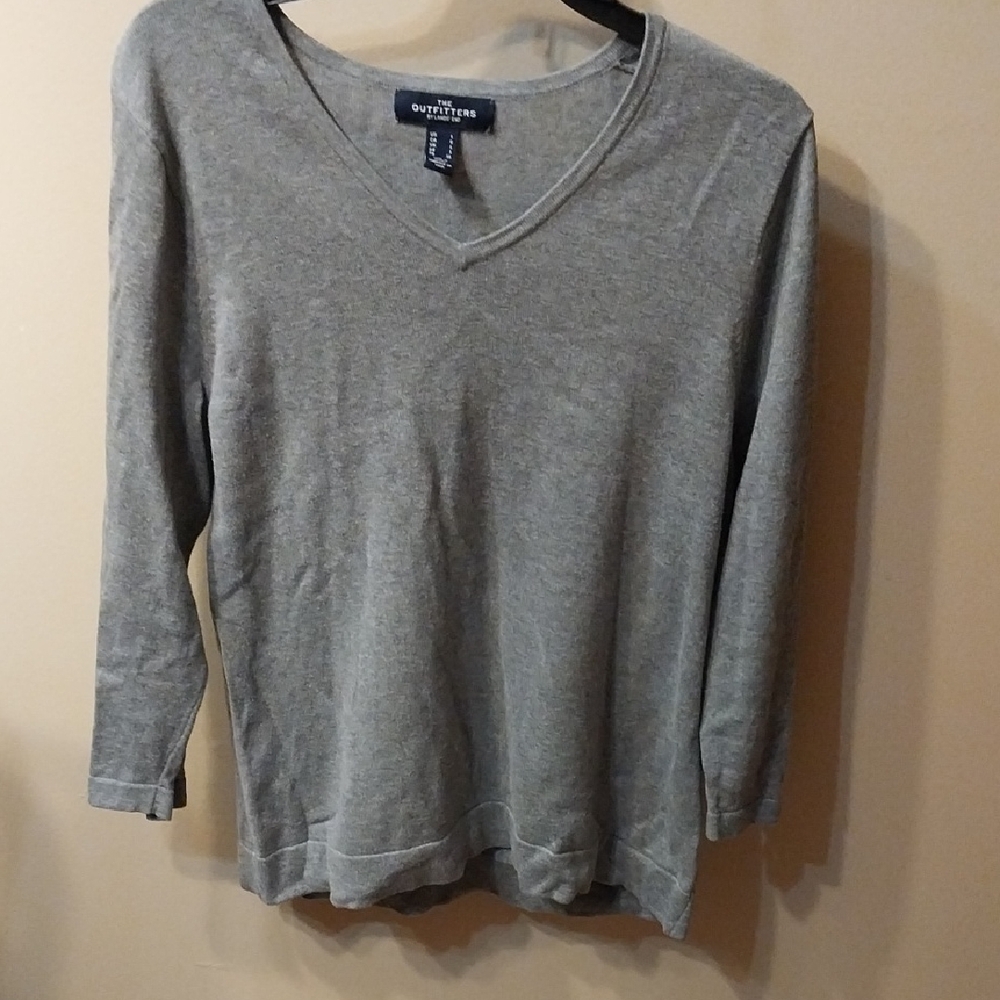 Gray V-Neck Sweater by